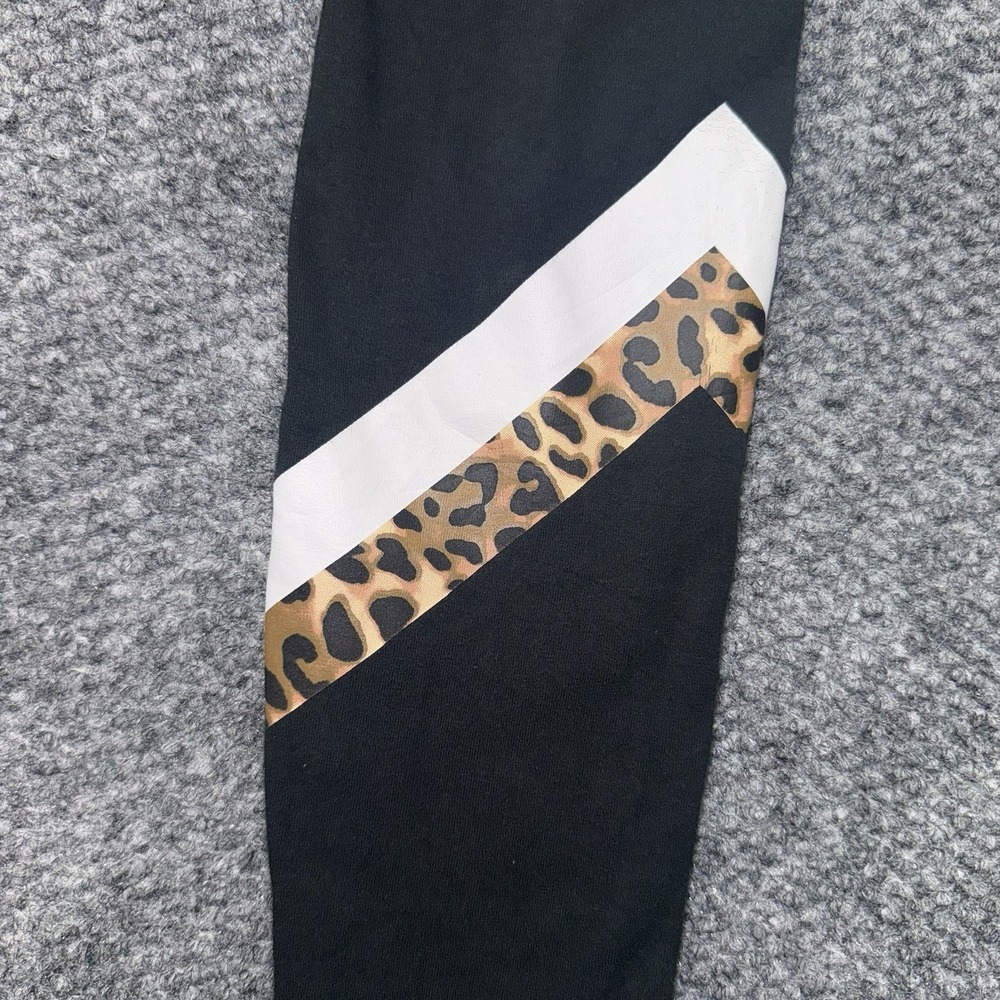 VICTORIAS SECRET Y2k LOVE PINK BLACK LEOPARD CHEETAH LEGGINGS SZ XS YOGA PANTS - Picture 3 of 8